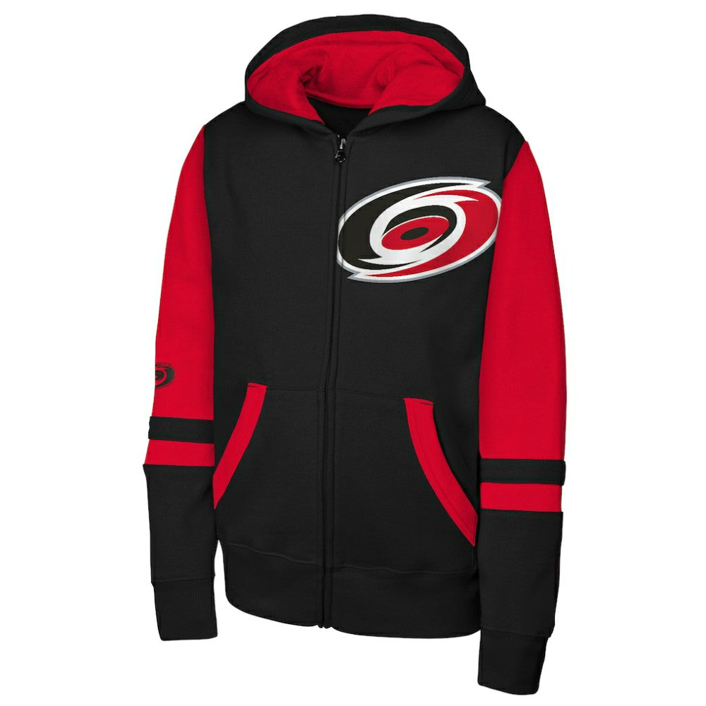 NHL Black Carolina Hurricanes Youth Face Off Full-Zip Hoodie