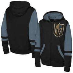 NHL Black Vegas Golden Knights Youth Face Off Full-Zip Hoodie