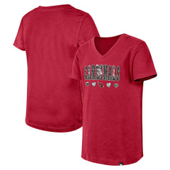 Girls Youth Flip Sequin V-Neck T-Shirt - Arizona Cardinals
