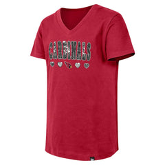 Girls Youth Flip Sequin V-Neck T-Shirt - Arizona Cardinals