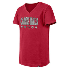 Girls Youth Flip Sequin V-Neck T-Shirt - Arizona Cardinals