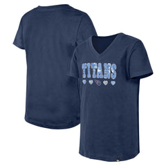 Girls Youth Flip Sequin V-Neck T-Shirt - Tennessee Titans