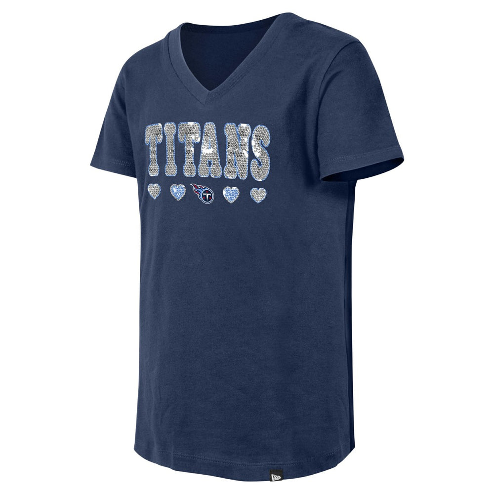 Girls Youth Flip Sequin V-Neck T-Shirt - Tennessee Titans