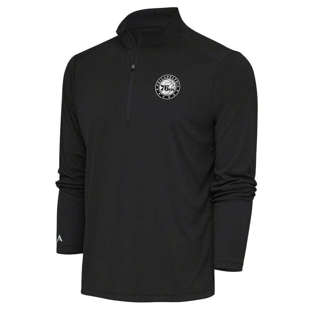 NBA Philadelphia 76ers Antigua Metallic Logo Tribute Quarter-Zip Pullover