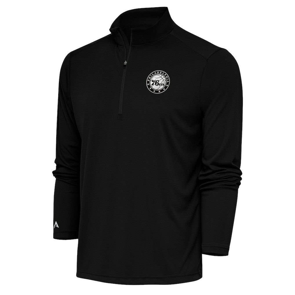 NBA Philadelphia 76ers Antigua Metallic Logo Tribute Quarter-Zip Pullover