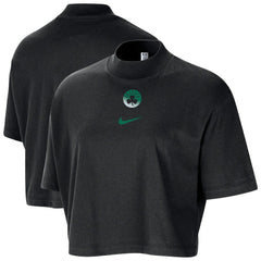 NBA Boston Celtics Women's Courtside Mock Neck Loose Fit Cropped T-Shirt
