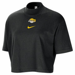 NBA Los Angeles Lakers Women's Courtside Mock Neck Loose Fit Cropped T-Shirt