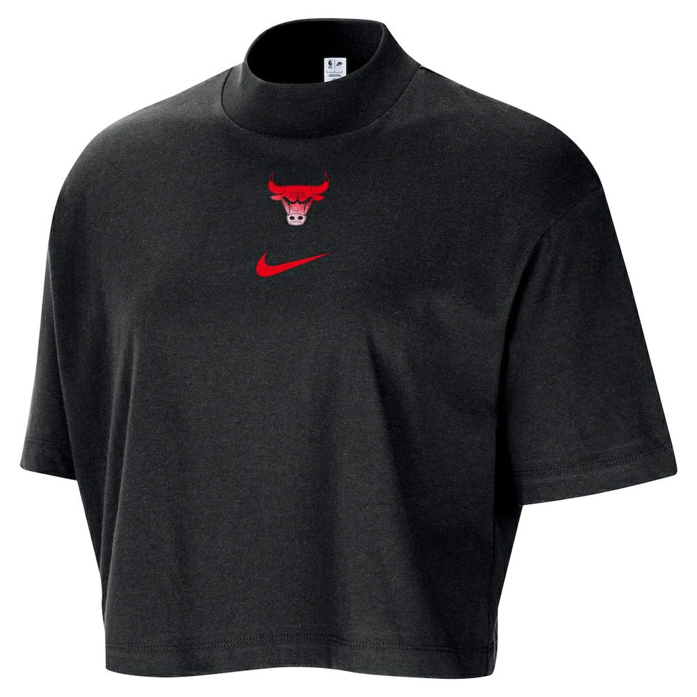 NBA Chicago Bulls Women's Courtside Mock Neck Loose Fit Cropped T-Shirt sale