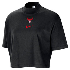 NBA Chicago Bulls Women's Courtside Mock Neck Loose Fit Cropped T-Shirt sale