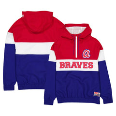 MLB Atlanta Braves New Era Ripstop Raglan Quarter-Zip Hoodie Windbreaker Jacket