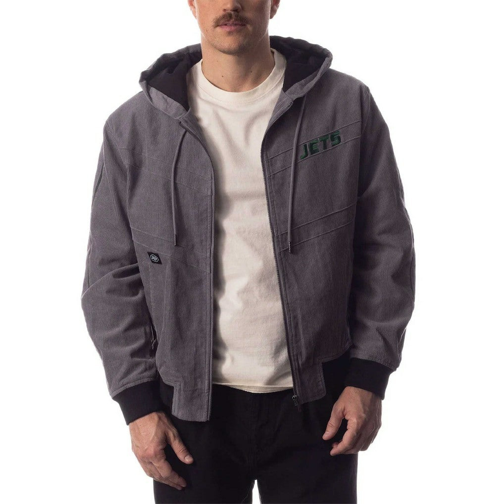 The Wild Collective Corduroy Bomber Full-Zip Jacket - New York Jets