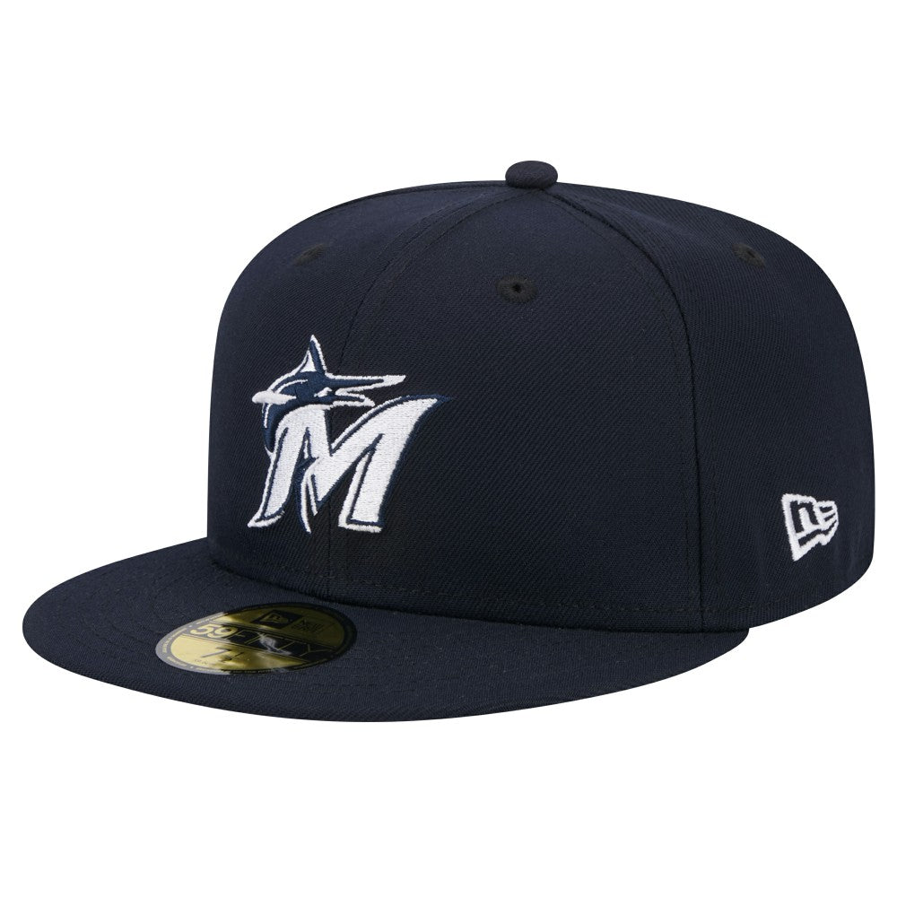 MLB Miami Marlins New Era White Logo 59FIFTY Fitted Hat