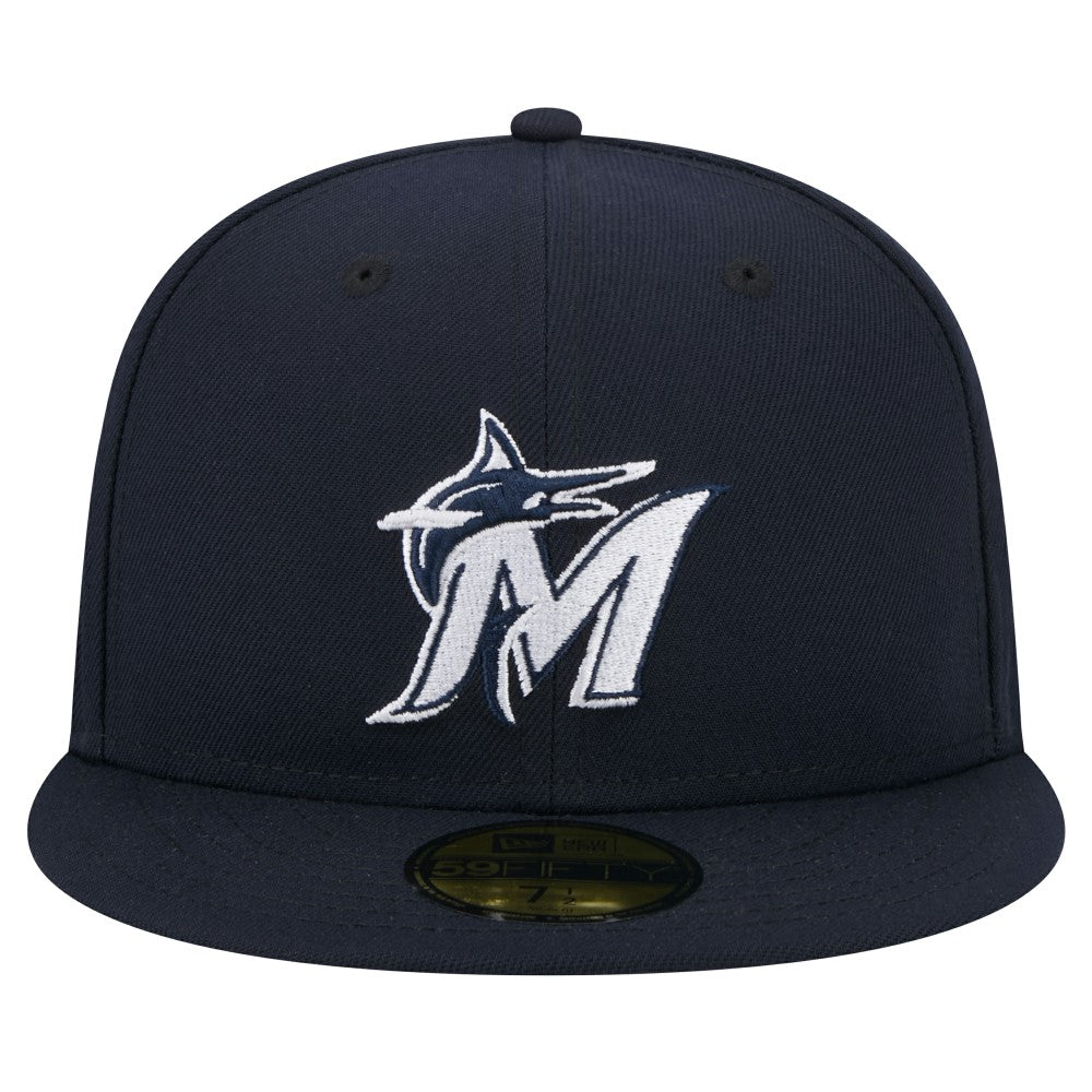 MLB Miami Marlins New Era White Logo 59FIFTY Fitted Hat