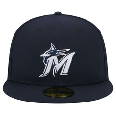MLB Miami Marlins New Era White Logo 59FIFTY Fitted Hat