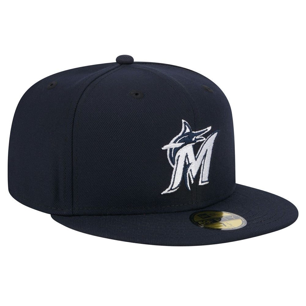 MLB Miami Marlins New Era White Logo 59FIFTY Fitted Hat