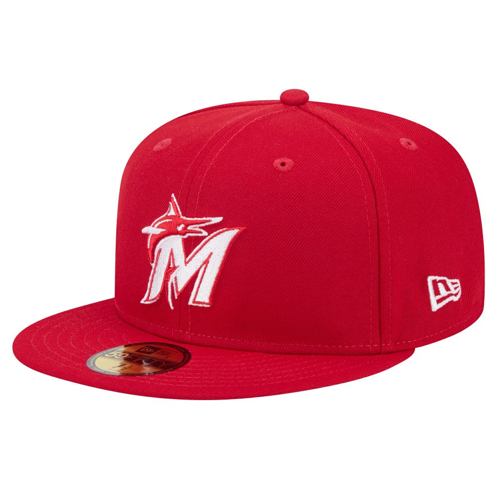 MLB Miami Marlins New Era White Logo 59FIFTY Fitted Hat