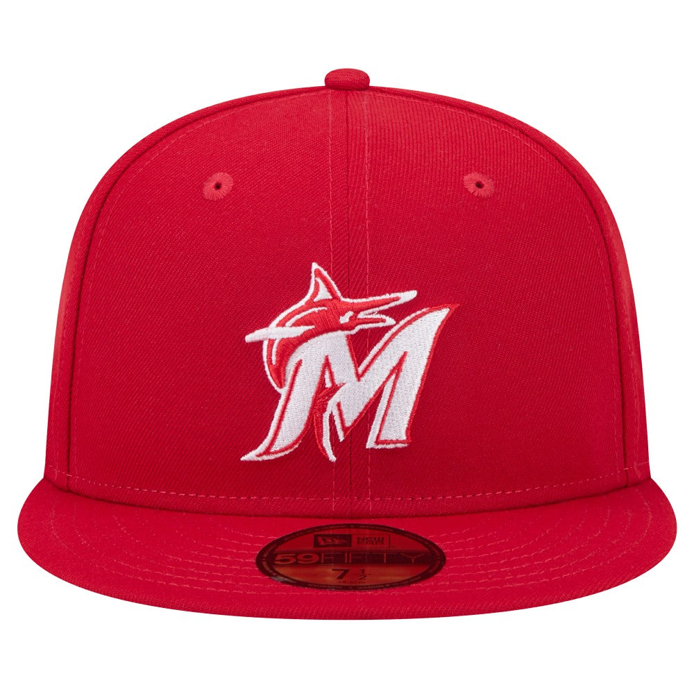 MLB Miami Marlins New Era White Logo 59FIFTY Fitted Hat