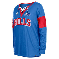 Women's Lace-Up Notch-Neck Long Sleeve T-Shirt - Buffalo Bills