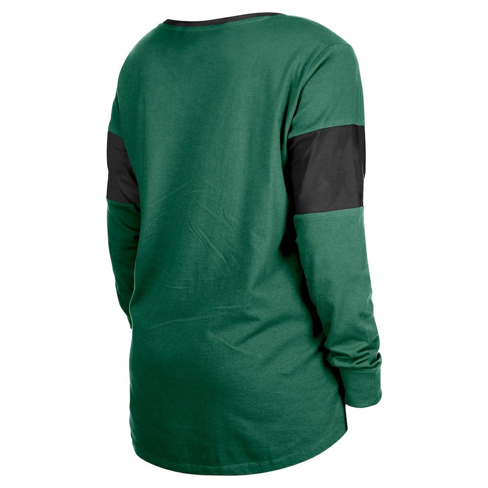 Women's Lace-Up Notch-Neck Long Sleeve T-Shirt - New York Jets