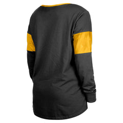 Women's Lace-Up Notch-Neck Long Sleeve T-Shirt - Pittsburgh Steelers