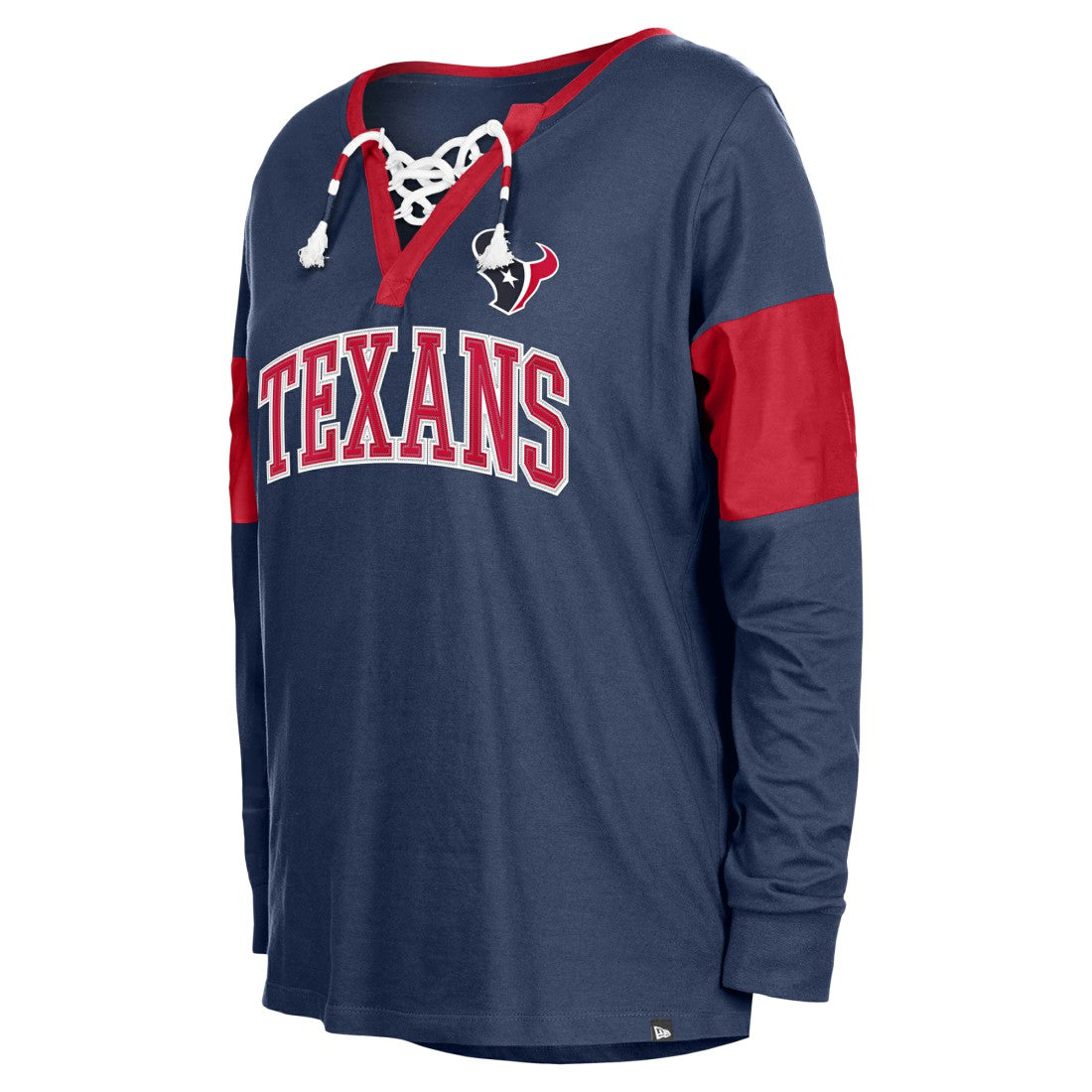 Women's Lace-Up Notch-Neck Long Sleeve T-Shirt - Houston Texans