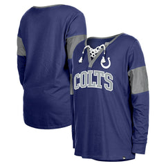 Women's Lace-Up Notch-Neck Long Sleeve T-Shirt - Indianapolis Colts