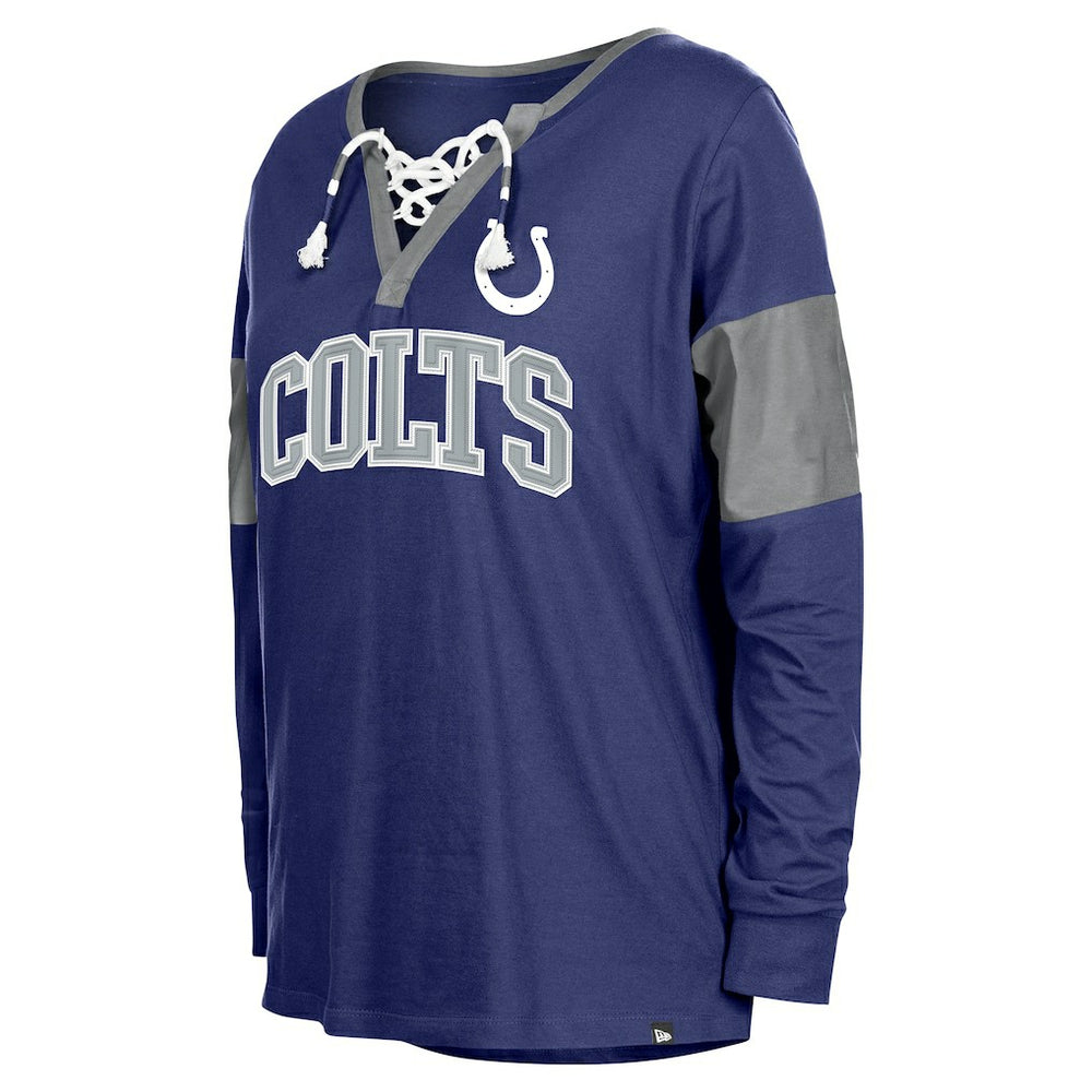 Women's Lace-Up Notch-Neck Long Sleeve T-Shirt - Indianapolis Colts