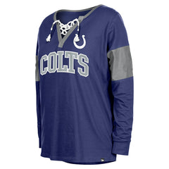 Women's Lace-Up Notch-Neck Long Sleeve T-Shirt - Indianapolis Colts