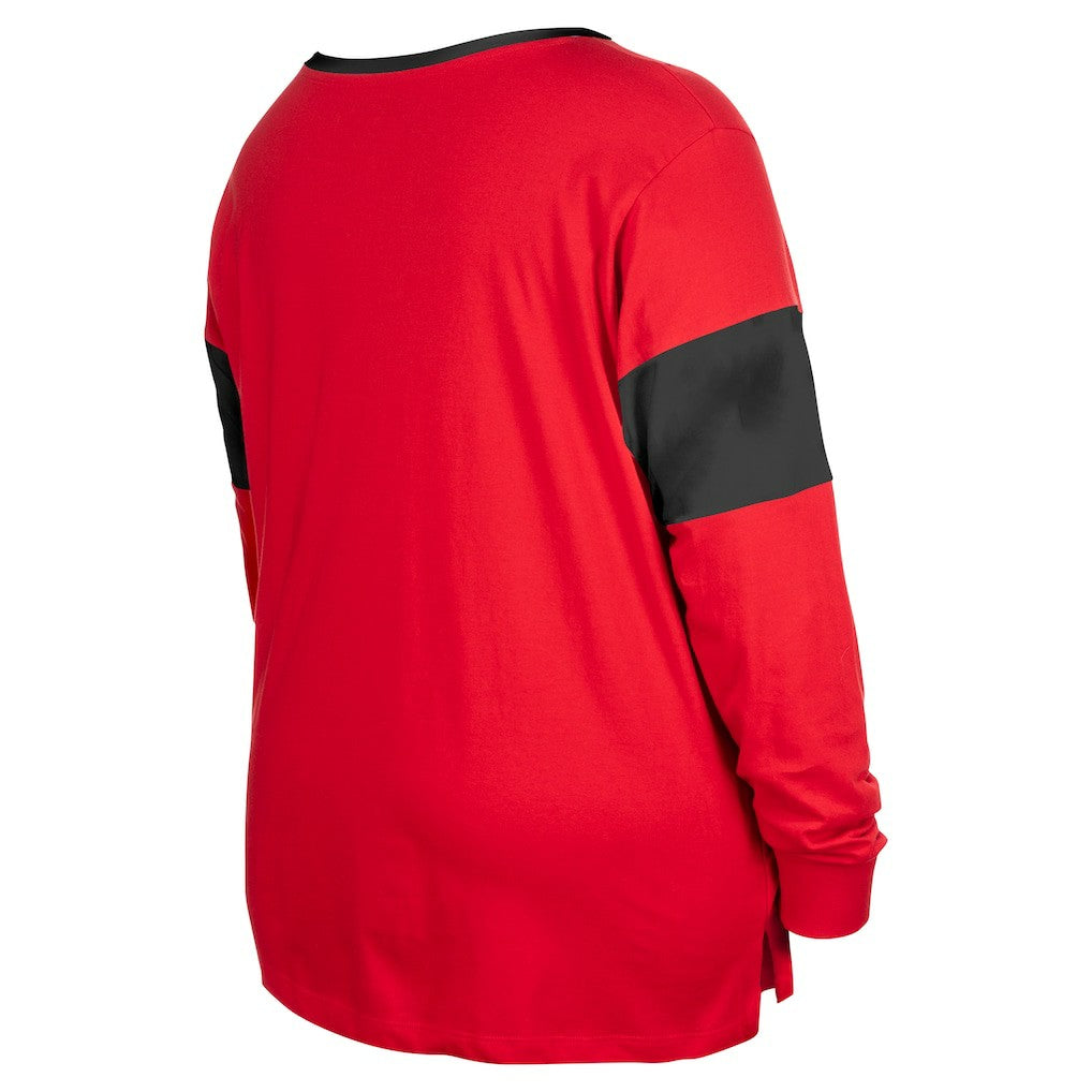 Women's Plus Size Lace-Up Notch Neck Long Sleeve T-Shirt  - San Francisco 49ers