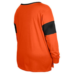 Women's Plus Size Lace-Up Notch Neck Long Sleeve T-Shirt  - Cincinnati Bengals