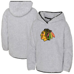 NHL Heather Gray Chicago Blackhawks Girls Youth Ultimate Teddy Fleece Pullover Hoodie