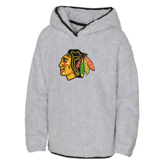 NHL Heather Gray Chicago Blackhawks Girls Youth Ultimate Teddy Fleece Pullover Hoodie