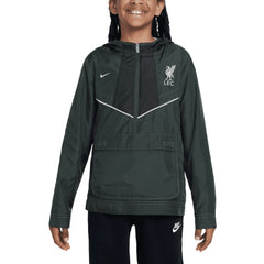 Liverpool Youth Amplify Windrunner Anorak Half-Zip Hoodie Jacket - Nike Black