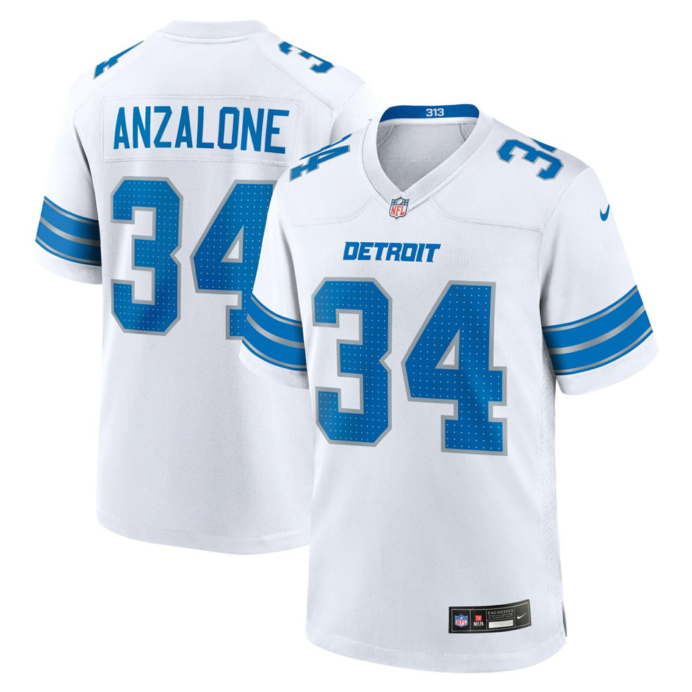 Alex Anzalone  White Game Jersey - Detroit Lions