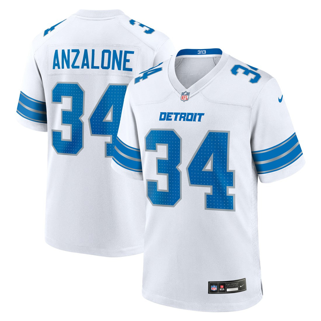 Alex Anzalone  White Game Jersey - Detroit Lions