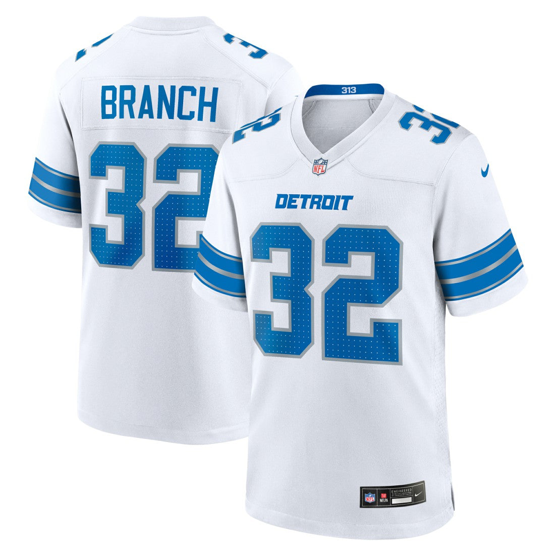 Brian Branch  White Game Jersey - Detroit Lions