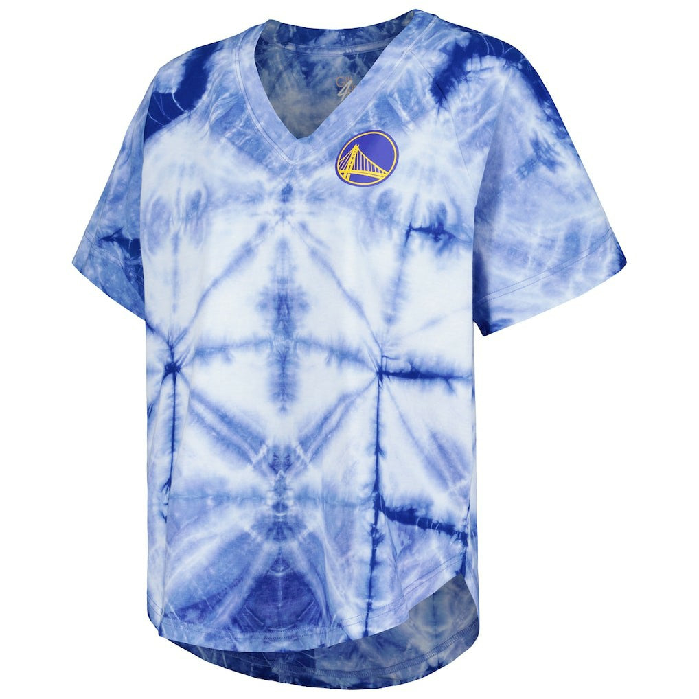 NBA Golden State Warriors G-III 4Her by Carl Banks Women's Tournament Raglan Oversized Tie-Dye V-Neck T-Shirt sale