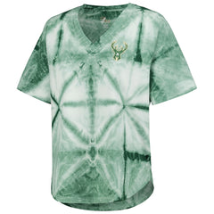 NBA Milwaukee Bucks G-III 4Her by Carl Banks Women's Tournament Raglan Oversized Tie-Dye V-Neck T-Shirt