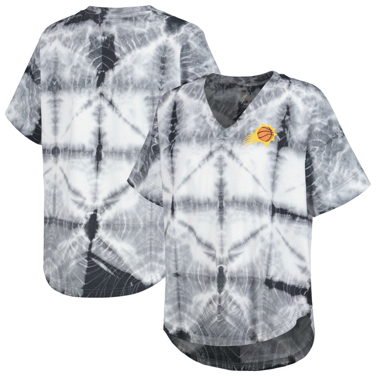NBA Phoenix Suns G-III 4Her by Carl Banks Women's Tournament Raglan Oversized Tie-Dye V-Neck T-Shirt