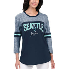 NHL Deep Sea Blue Seattle Kraken G-III 4Her by Carl Banks Women's Play The Game 3/4-Sleeve T-Shirt