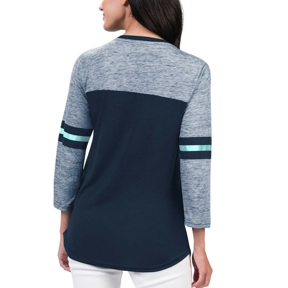 NHL Deep Sea Blue Seattle Kraken G-III 4Her by Carl Banks Women's Play The Game 3/4-Sleeve T-Shirt