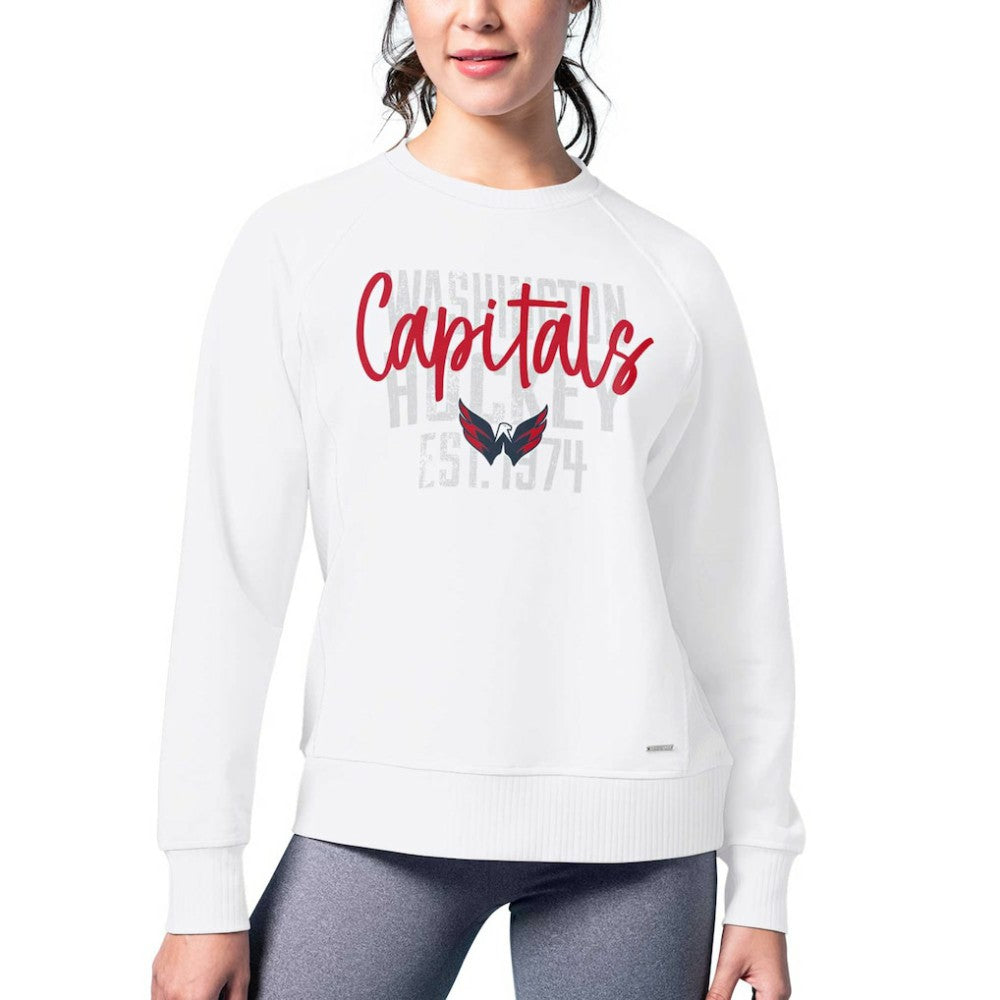 NHL White Washington Capitals MSX by Michael Strahan Women's Millie Raglan Pullover Sweatshirt