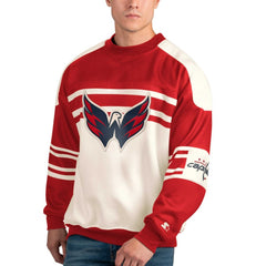 NHL White Washington Capitals Starter Defense Fleece Crewneck Pullover Sweatshirt