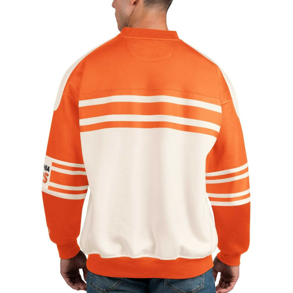 NHL White Philadelphia Flyers Starter Defense Fleece Crewneck Pullover Sweatshirt