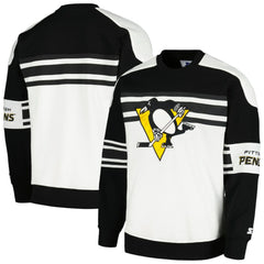 NHL White Pittsburgh Penguins Starter Defense Fleece Crewneck Pullover Sweatshirt