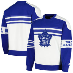 NHL White Toronto Maple Leafs Starter Defense Fleece Crewneck Pullover Sweatshirt