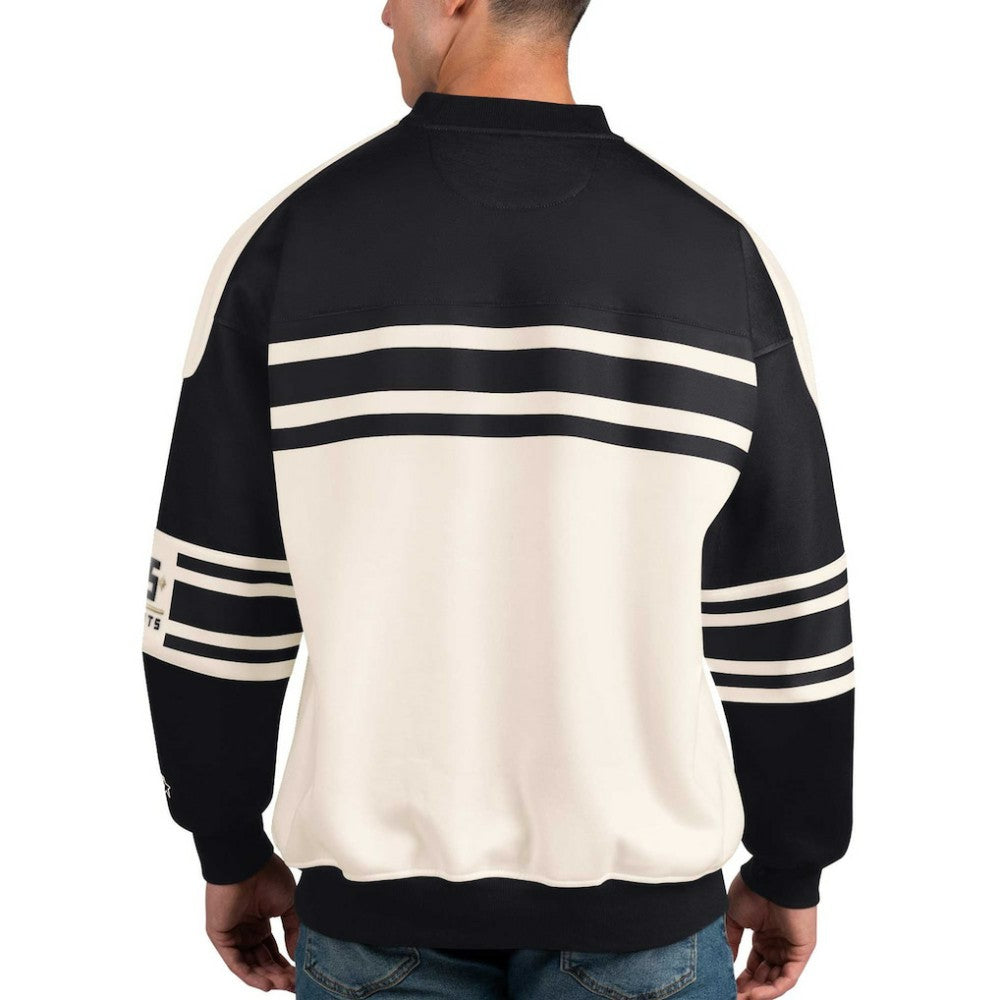 NHL White Vegas Golden Knights Starter Defense Fleece Crewneck Pullover Sweatshirt