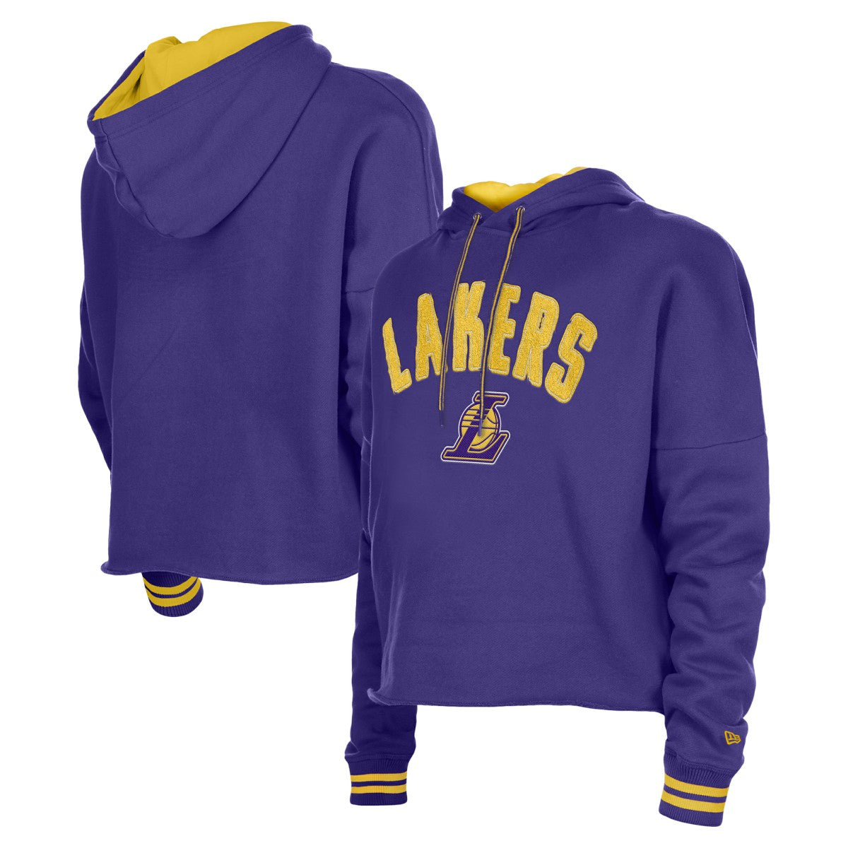 NBA Los Angeles Lakers Women's Boxy Raw Edge Pullover Hoodie