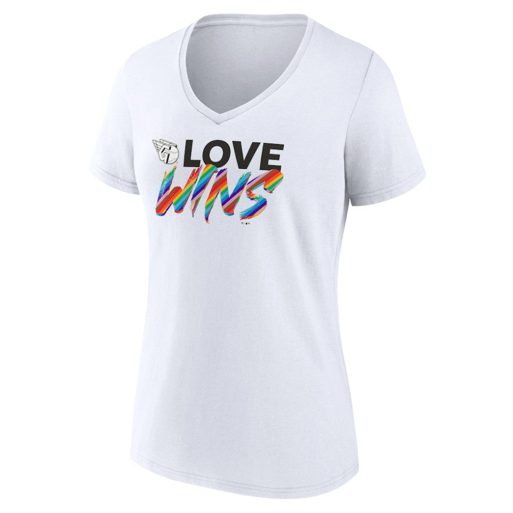MLB Cleveland Guardians Women's Love Wins V-Neck T-Shirt