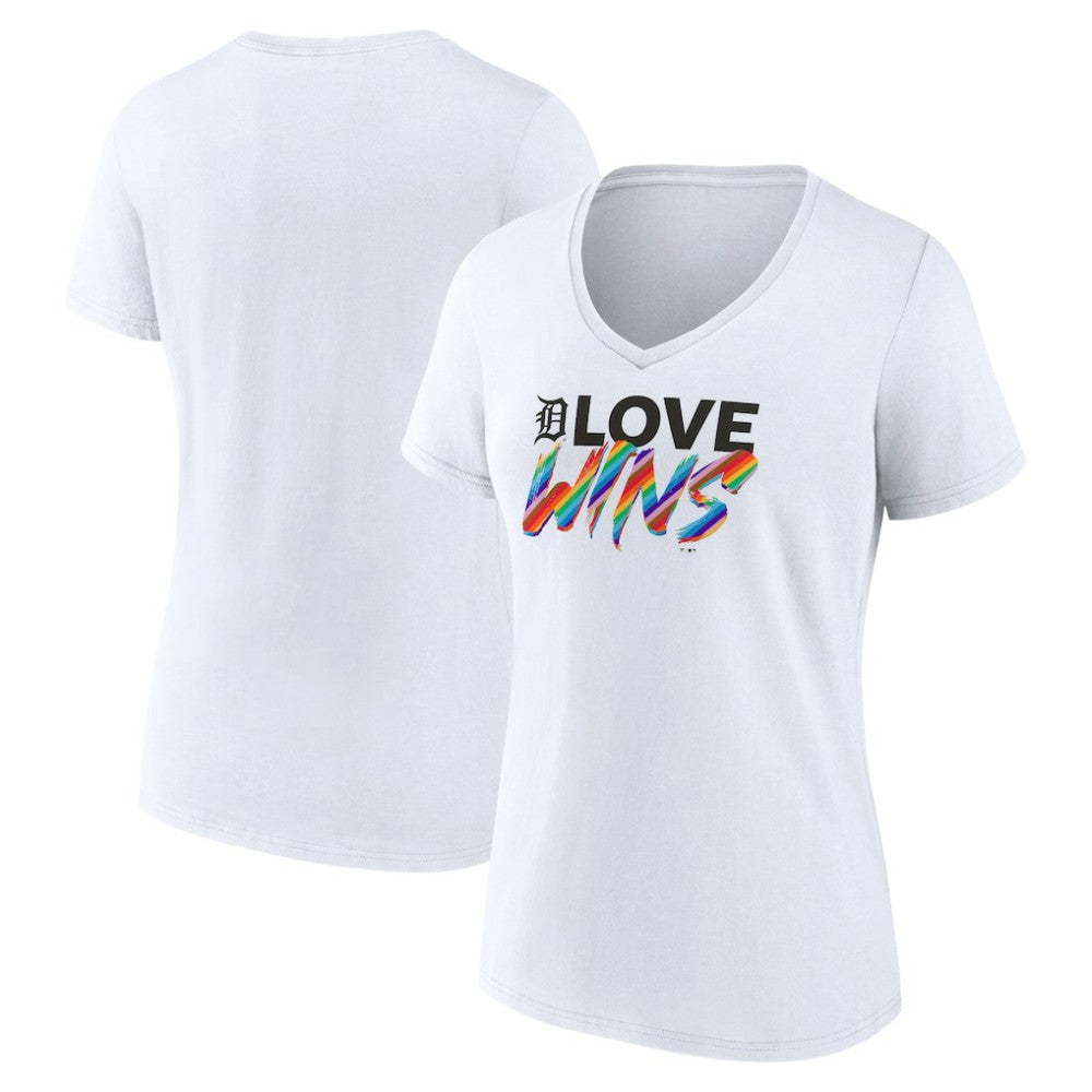 MLB Detroit Tigers Women's Love Wins V-Neck T-Shirt